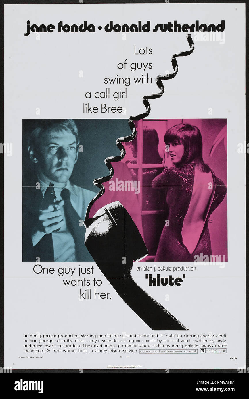 Studio Werbung: 'Klute' 1971 Warner Poster Jane Fonda, Donald Sutherland Datei Referenz # 31780 770 Stockfoto