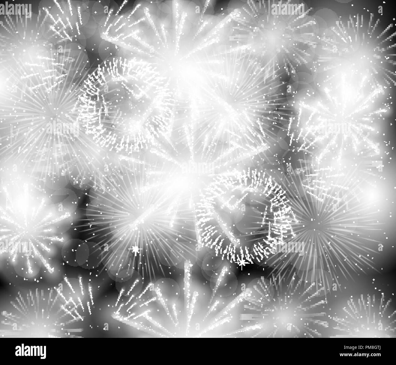 Bunte glänzende spektakulären Feuerwerke und Urlaub. Vector Illustration Stock Vektor