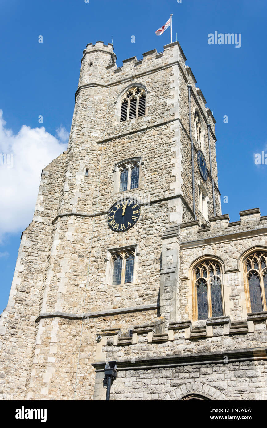 15. jahrhundert Turm von All Saints Church, Fulham, Londoner Stadtteil Hammersmith und Fulham, Greater London, England, Vereinigtes Königreich Stockfoto