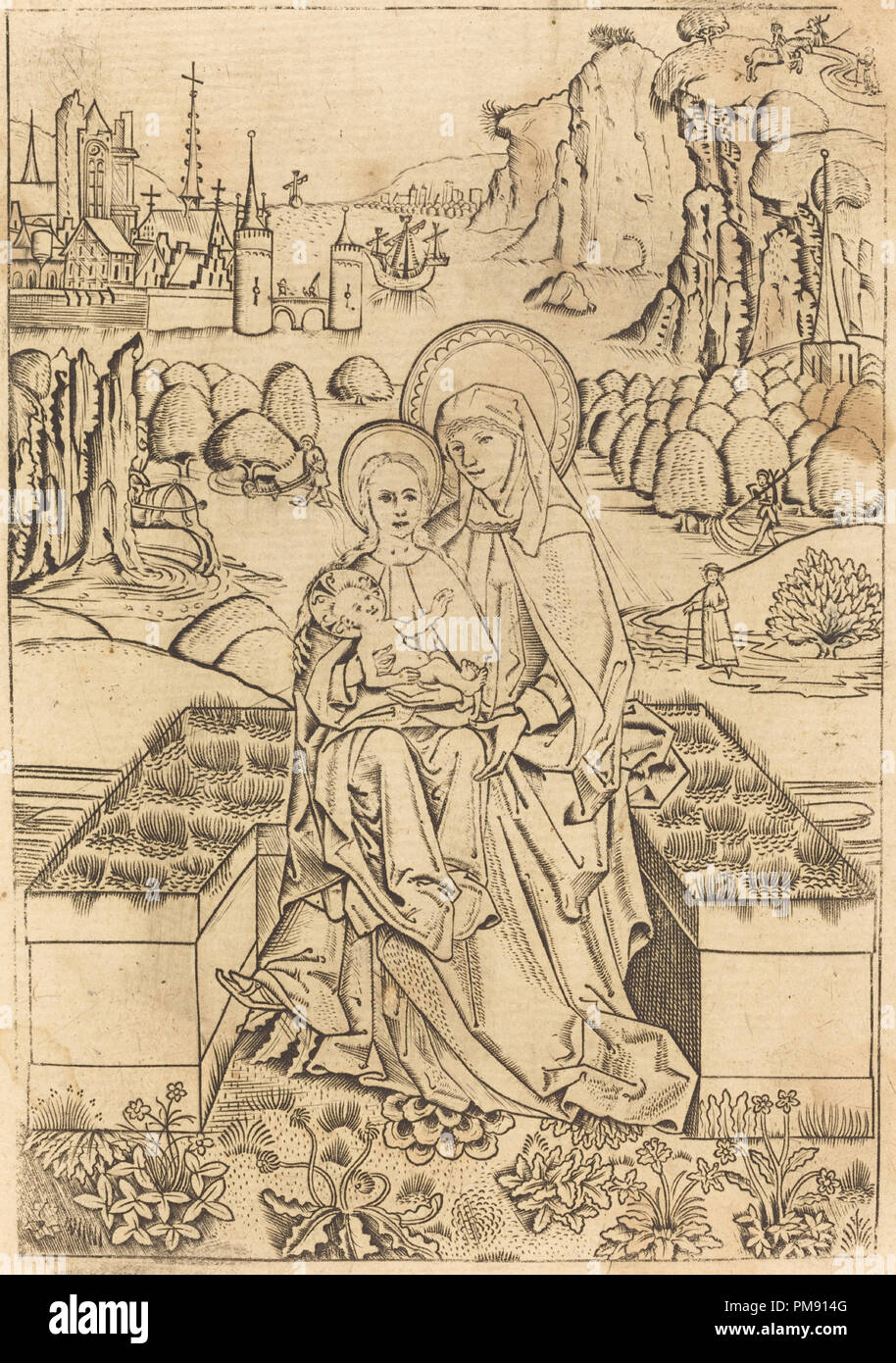 Die Madonna mit Kind und Heiligen Anna. Vom: C. 1460. Medium: Gravur. Museum: Nationalgalerie, Washington DC. Autor: Meister von St. Sebastian. Stockfoto