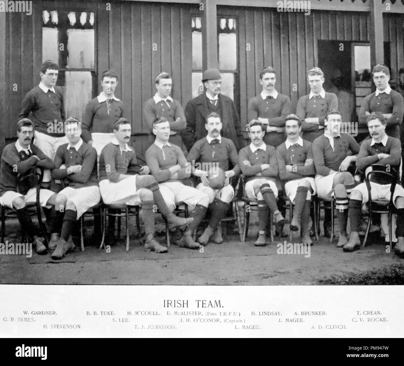 Irish Rugby Team im Jahr 1890 Stockfoto