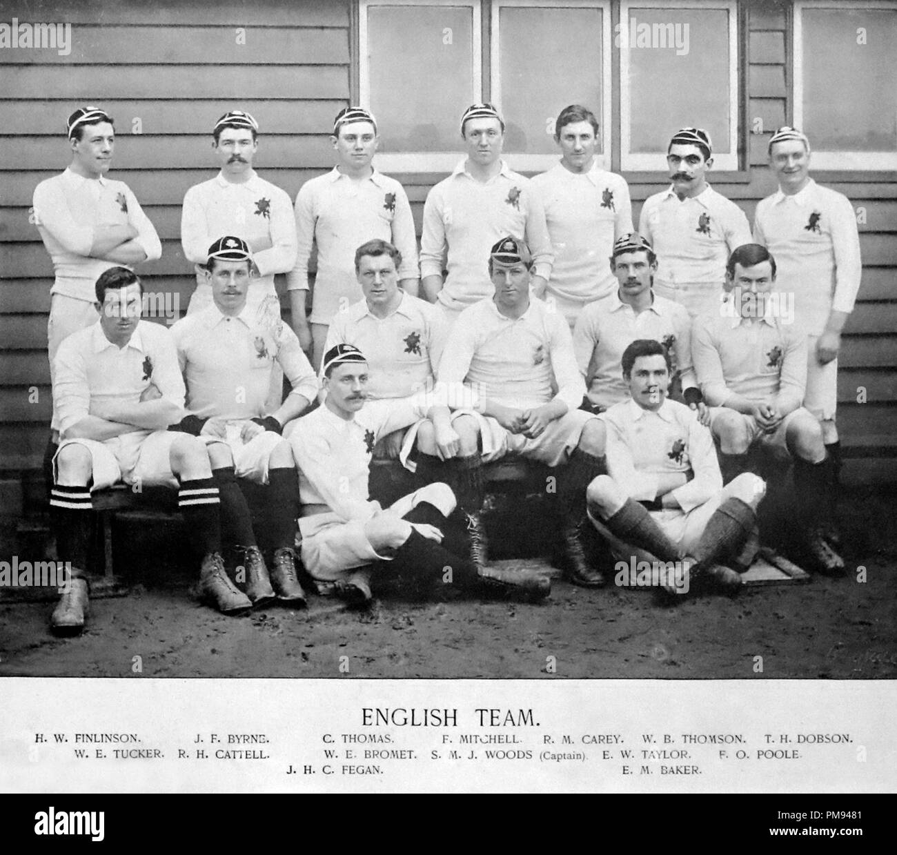 England Rugby Team im Jahr 1890 Stockfoto