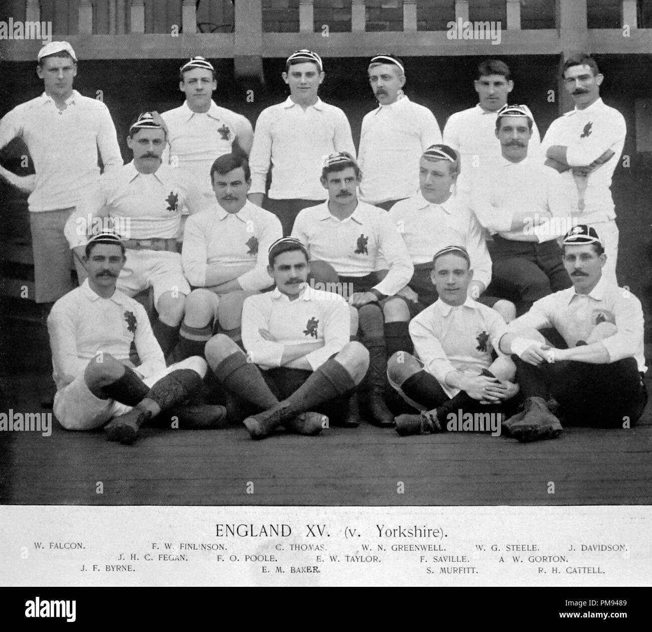 England XV Rugby Team im Jahr 1890 Stockfoto