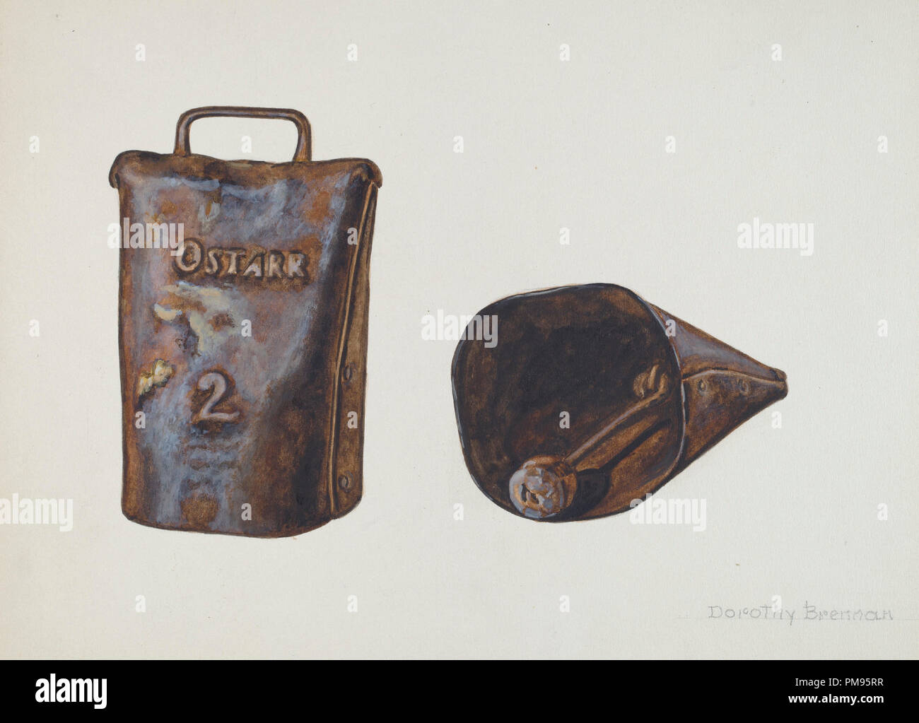 Cow Bell. Stand: 1935/1942. Maße: gesamt: 22,9 x 30,6 cm (9 x 12 1/16 in.). Medium: Aquarell, Gouache, und Graphit auf Pappe. Museum: Nationalgalerie, Washington DC. Autor: Dorothy Brennan. Stockfoto