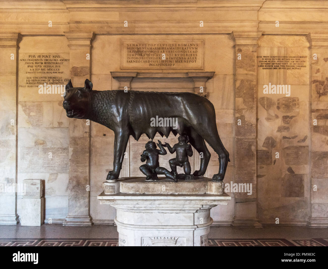 Original Kapitolinischen She-Wolf, Kapitolinischen Museen, Rom, Italien Stockfoto
