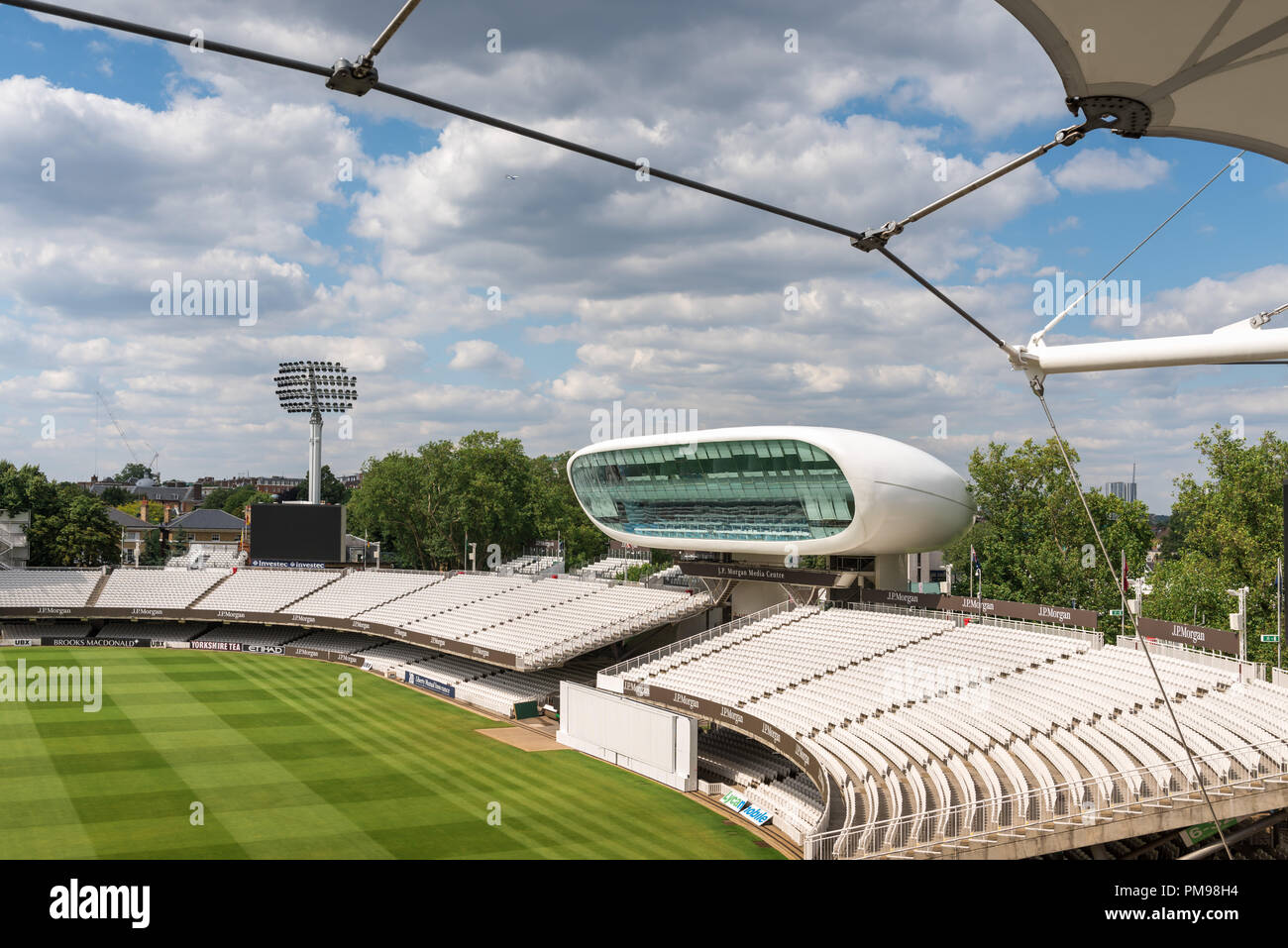 J.P.Morgan Media Center, den Lords Cricket Ground, London, UK Stockfoto