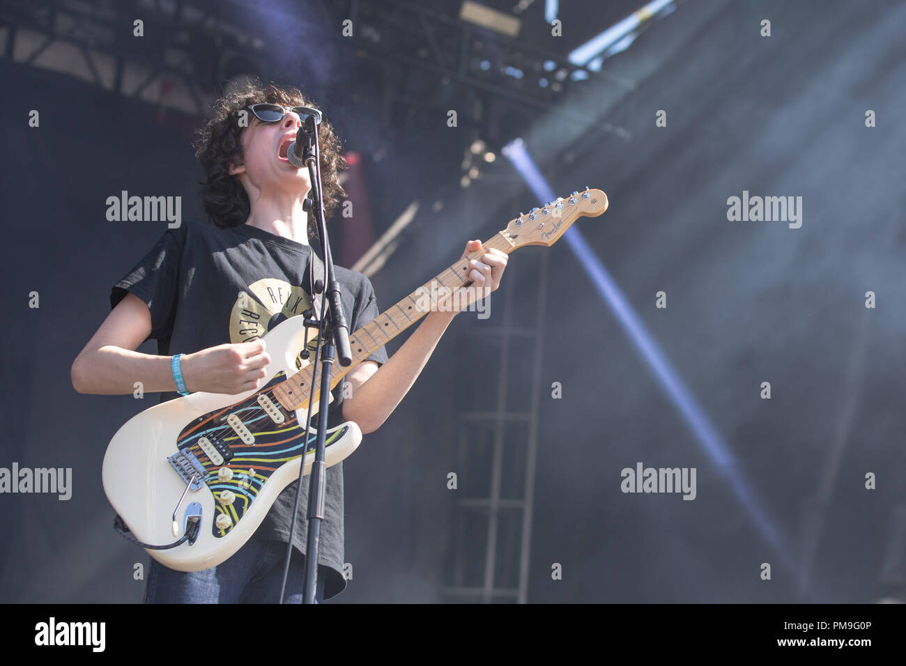 Chicago, Illinois, USA. 16 Sep, 2018. FINN WOLFHARD von Calpurnia während Riot Fest am Douglas Park in Chicago, Illinois Credit: Daniel DeSlover/ZUMA Draht/Alamy leben Nachrichten Stockfoto