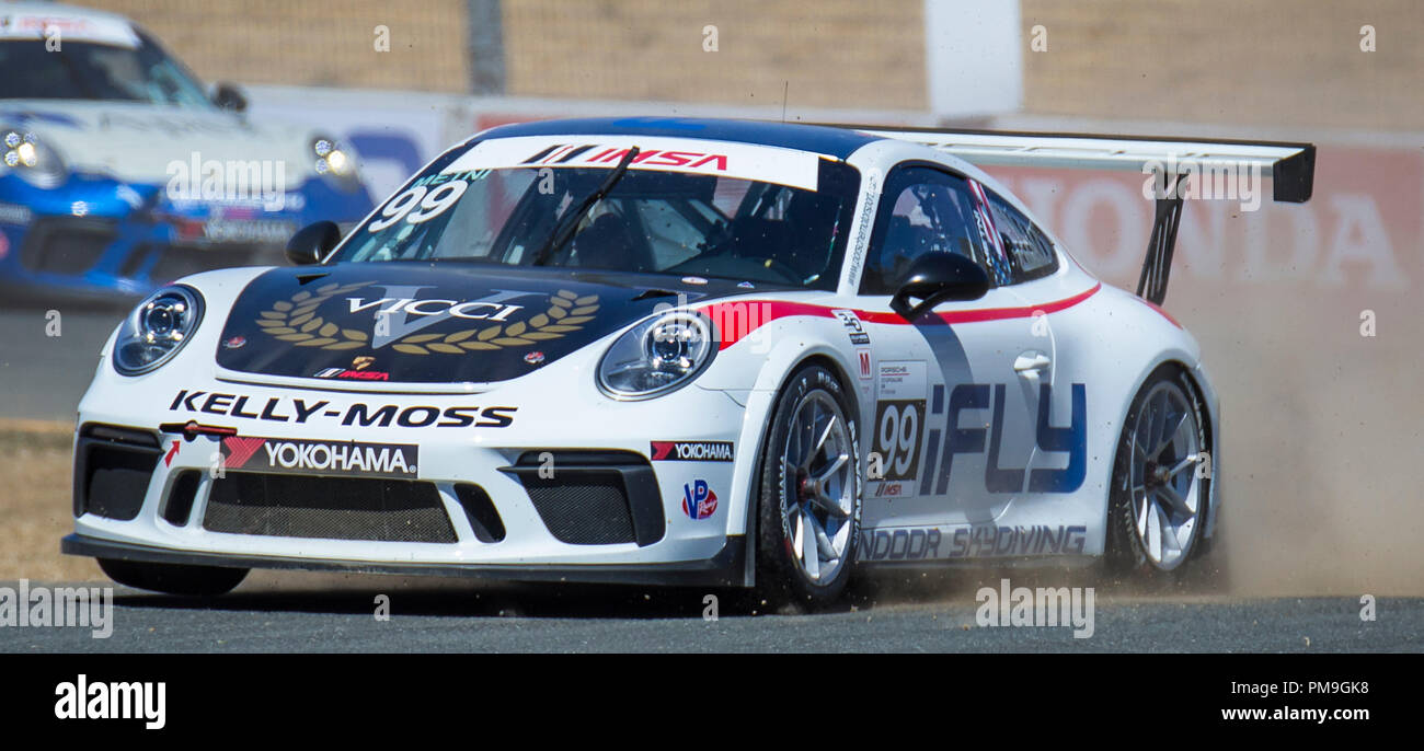 Sonoma, Ca, USA. 16 Sep, 2018. A: #99 Alan Metni beenden das Rennen mit einer Rundenzeit 1:39.825 Aus schalten 9 S-Kurve während der GoPro Grand Prix von Sonoma Porsche GT 3 Rennen 2 an der Sonoma Raceway Sonoma, Ca Thurman James/CSM/Alamy leben Nachrichten Stockfoto