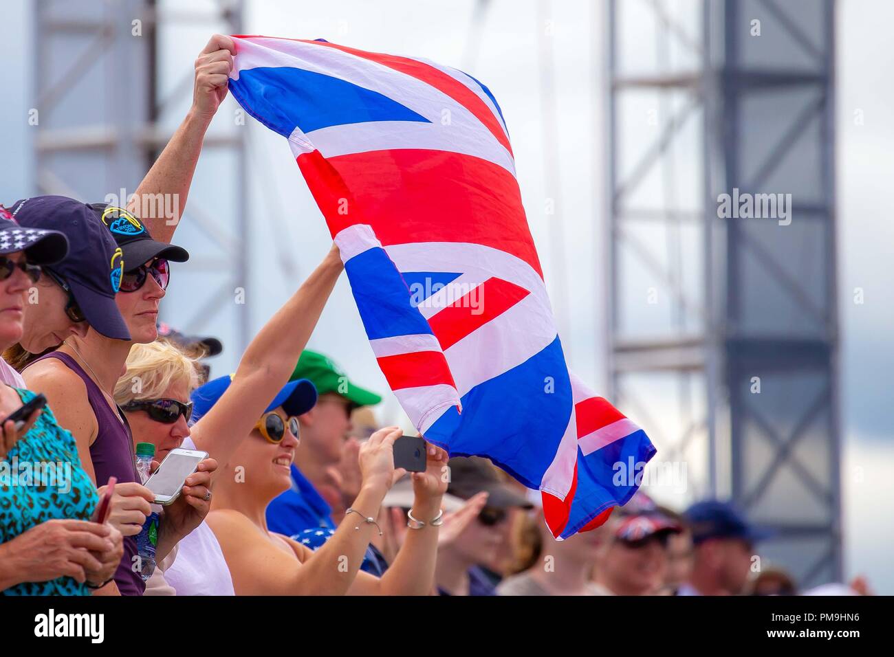 Tryon North Carolina, USA. 17. Sep 2018. Mannschaft GB Unterstützer. GBR. Tag 6. World Equestrian Games. WEG 2018 Tryon. North Carolina. USA. 17.09.2018. Credit: Sport in Bildern/Alamy leben Nachrichten Stockfoto