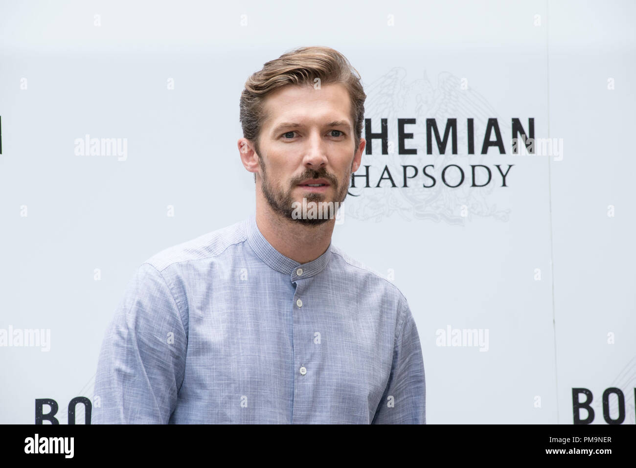 Rom, Italien. 18. Sep 2018. Gwilym Lee an der fotoshooting von Bohemian Rhapsody im Hotel De Russie in Rom Credit: Silvia Gerbino/Alamy leben Nachrichten Stockfoto