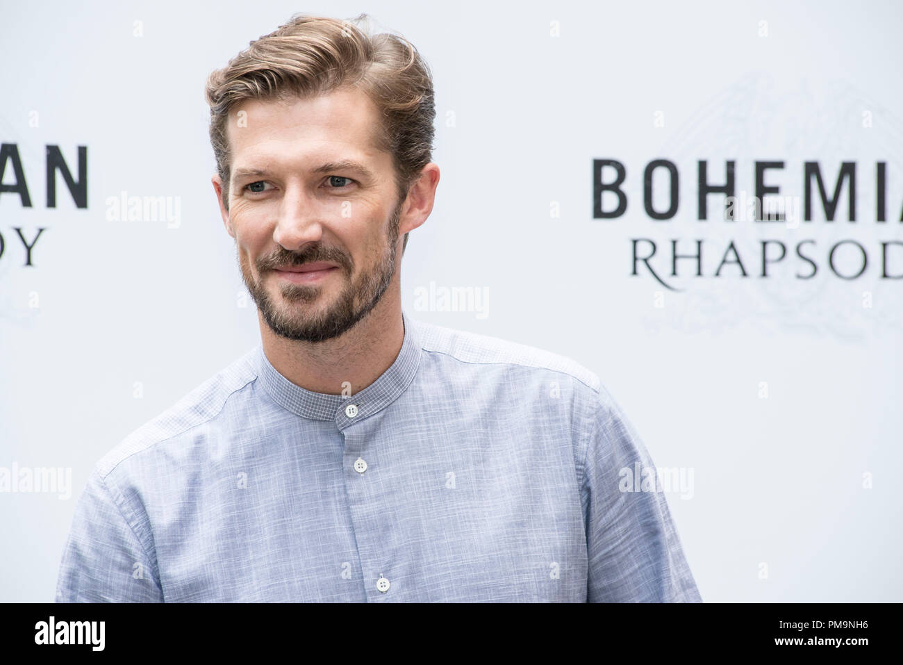 Rom, Italien. 18. Sep 2018. Gwilym Lee an der fotoshooting von Bohemian Rhapsody im Hotel De Russie in Rom Credit: Silvia Gerbino/Alamy leben Nachrichten Stockfoto