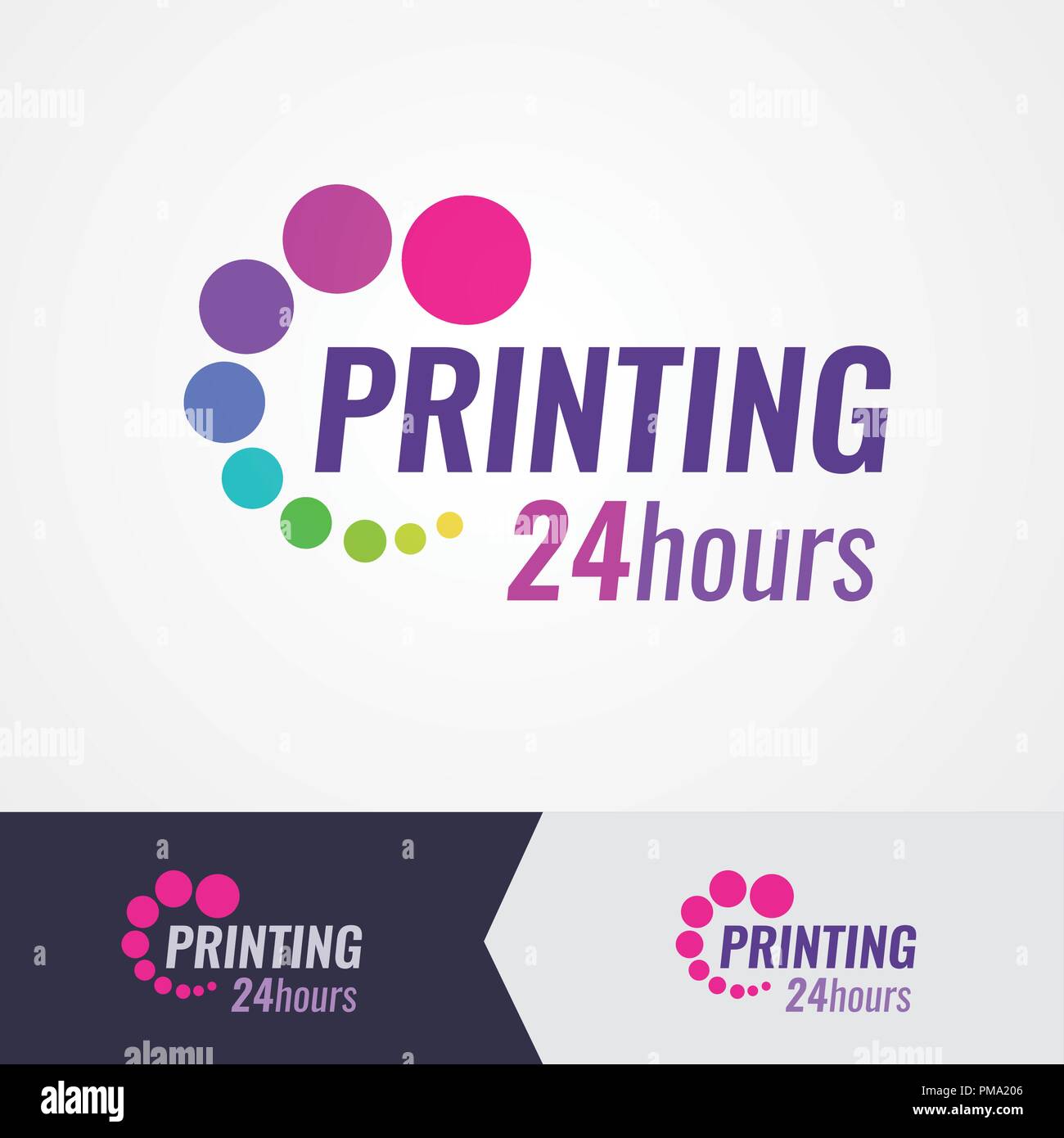 Drucken salon bunte Logo auf unterschiedlichen Hintergründen Stock Vektor