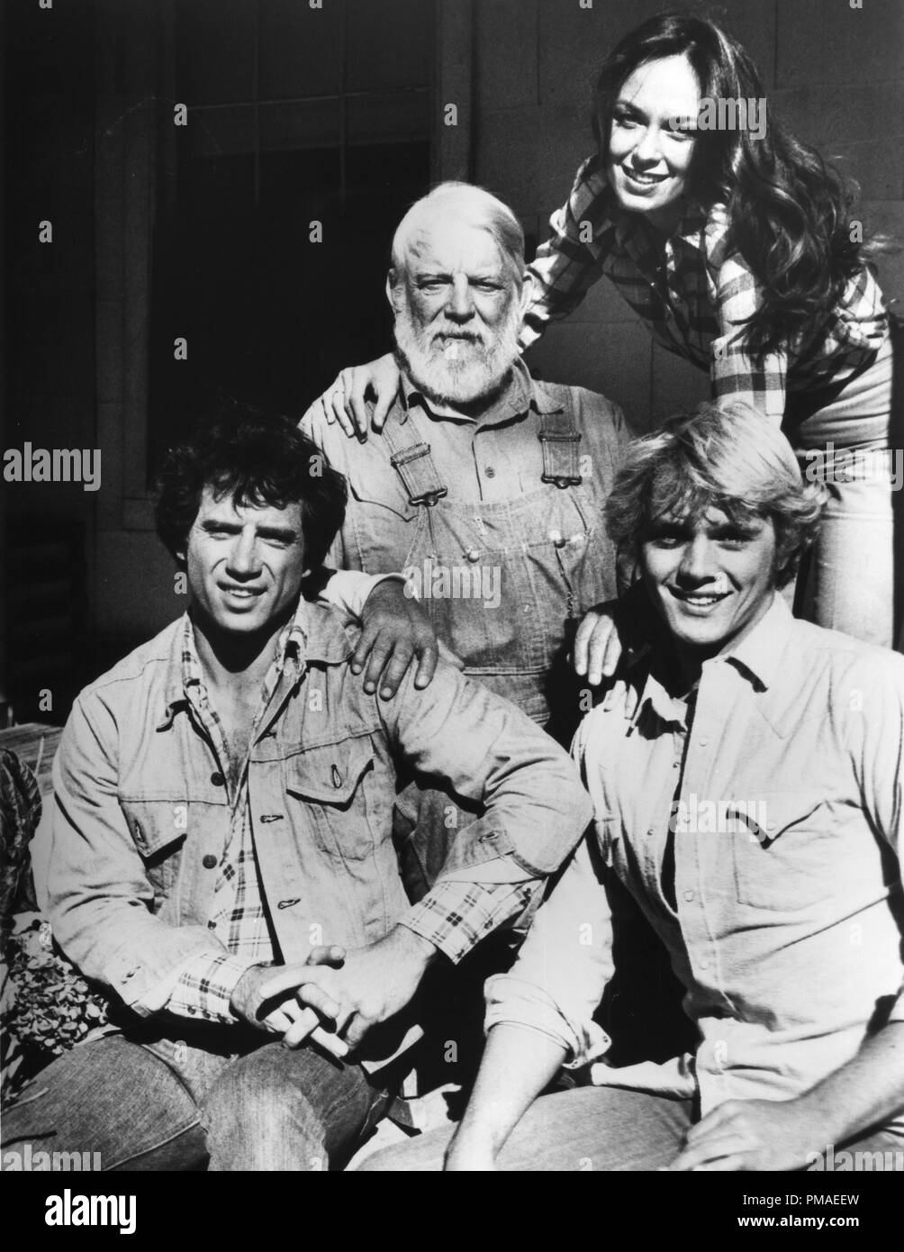 Denver Pyle, Catherine Bach, John Schneider, Tom Wopat, "die Herzöge von Hazzard', 1982 Warner Bros. Fernsehen Datei Referenz # 32509 848 THA Stockfoto