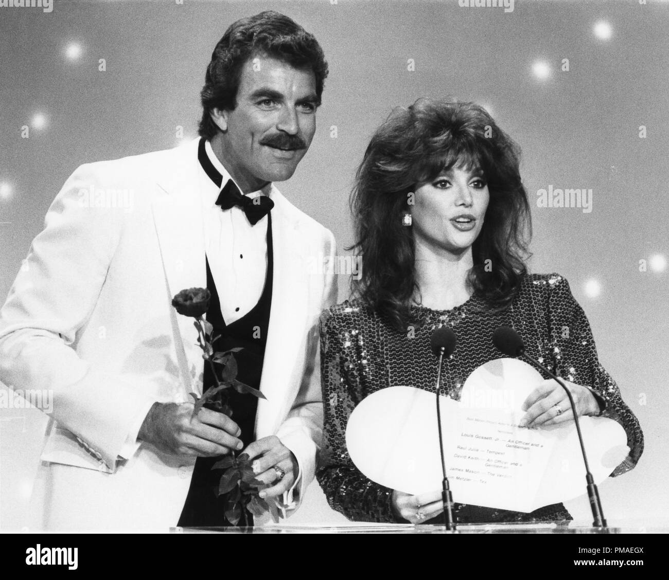 Tom Selleck, Victoria Principal auf der 40. jährlichen Golden Globe Awards, 1983 Datei Referenz # 32509 906 THA Stockfoto