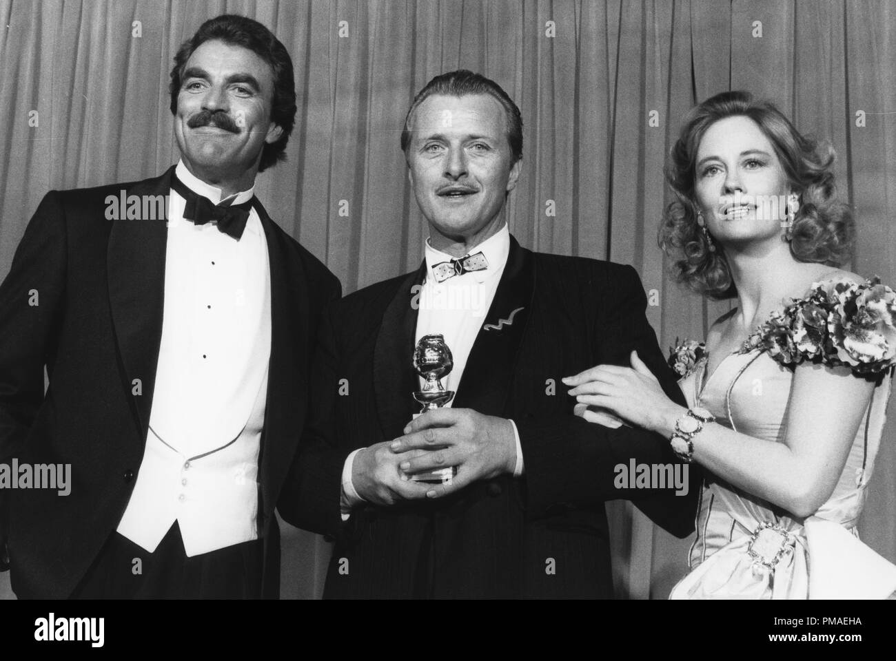 Tom Selleck, Rutger Hauer, Cybill Shepherd auf der 45. jährlichen Golden Globe Awards, 1988 Datei Referenz # 32509 917 THA Stockfoto
