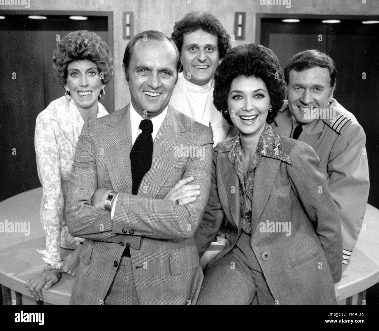 (Von links) Marcia Wallace als Carol Kester, Bob Newhart Bob Hartley, Peter Bonerz als Zahnarzt Jerry Robinson, Suzanne Pleshette als Emily Hartley und Bill täglich als Howard Borden, "Die Bob Newhart Show" ca. 1973 CBS. Datei Referenz # 33300 476 THA Stockfoto