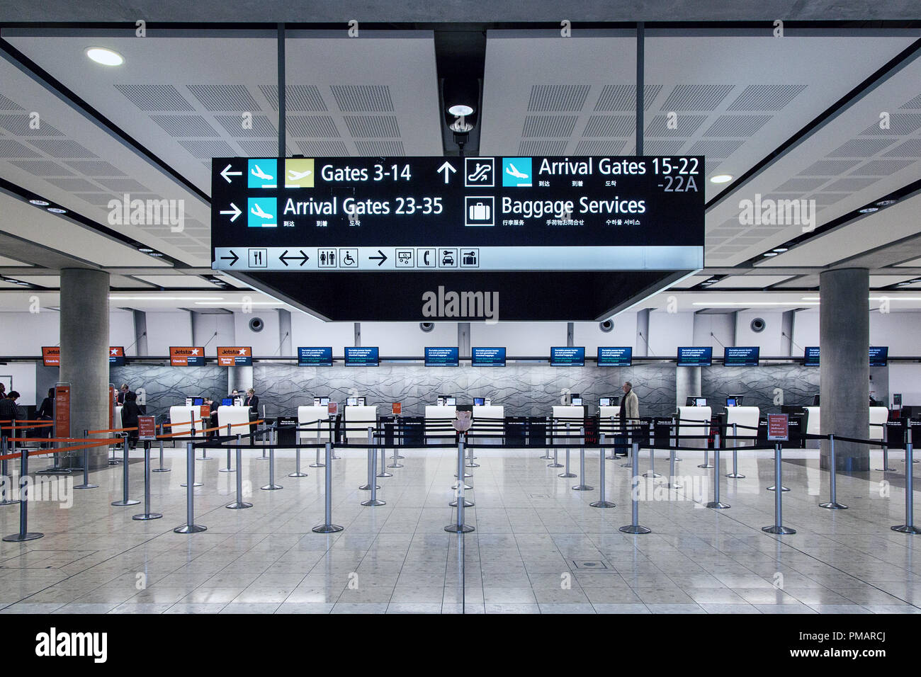 Abflughalle des Flughafen Christchurch, Check-in, Neuseeland, Südinsel Stockfoto