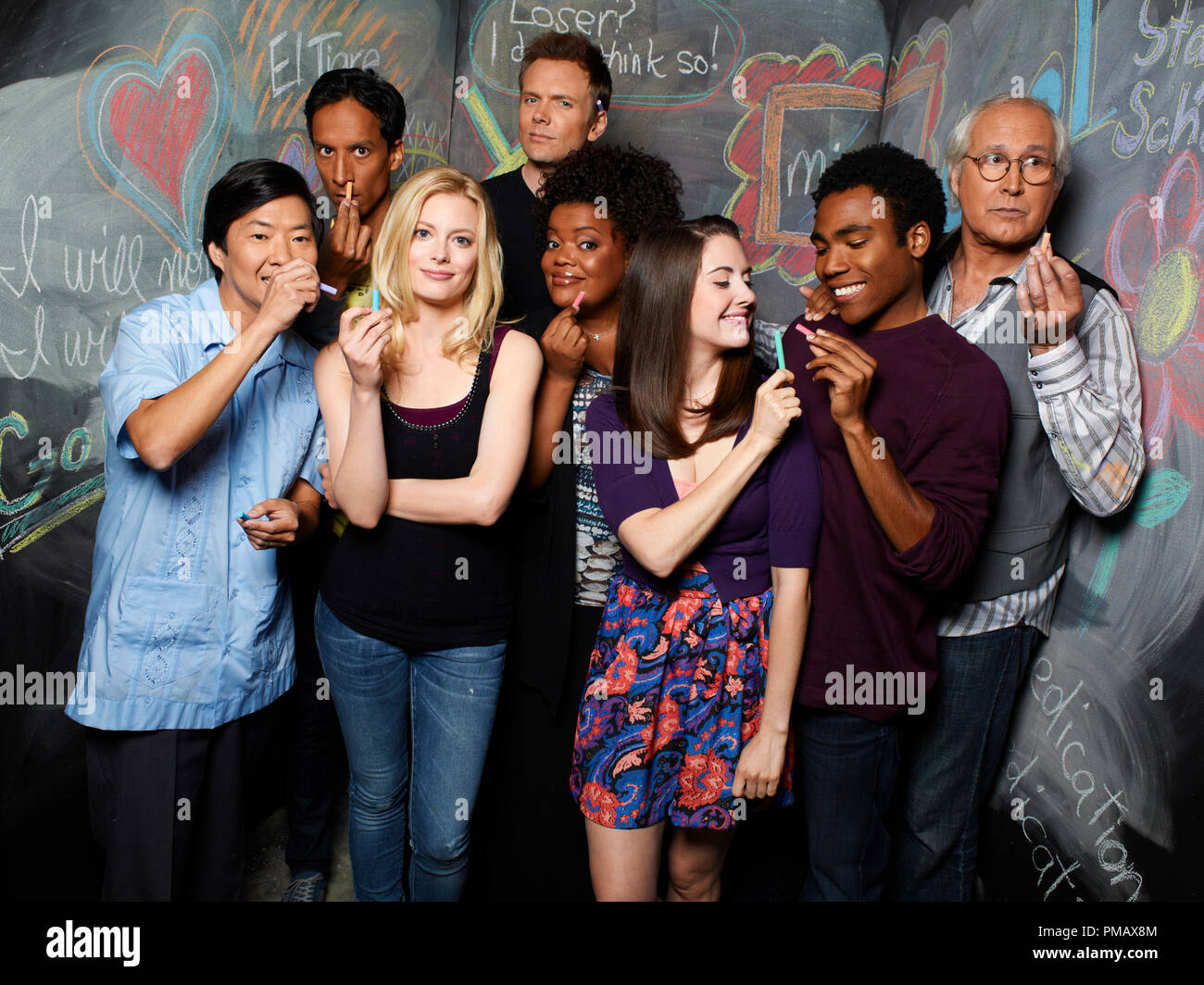 Community Staffel 1 (2009-2010) Yvette Nicole Brown, Danny Pudi, Gillian Jacobs, Donald Glover, Chevy Chase, Alison Brie, Ken Jeong Stockfoto
