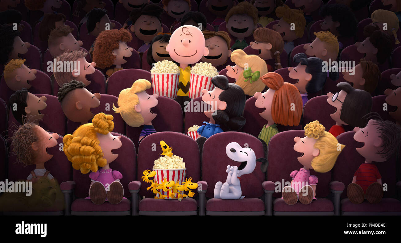 Charlie Brown, Snoopy und der Rest der Erdnüsse Schleifring freuen sich auf Ihre neuen CGI-motion picture in "Die Erdnüsse Film', 2015 Twentieth Century Fox Stockfoto