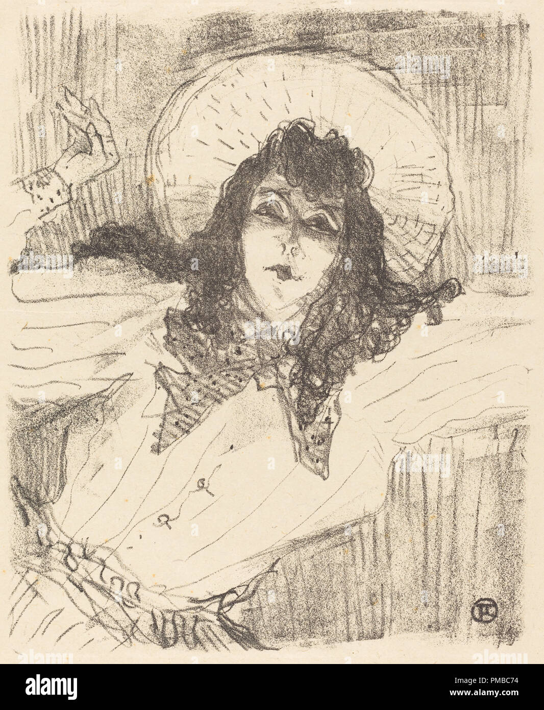 Eva Lavallière. Stand: 1896. Medium: Lithographie in Schwarz. Museum: Nationalgalerie, Washington DC. Autor: Henri de Toulouse-Lautrec. Stockfoto