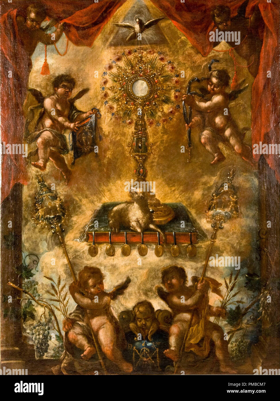 Allegorie der Eucharistie. Datum/Zeit: Ca. 1676-1725. Malerei. Öl auf Leinwand. Höhe: 138 cm (54,3 in); Breite: 103 cm (40,5 in). Autor: Unbekannt. Stockfoto