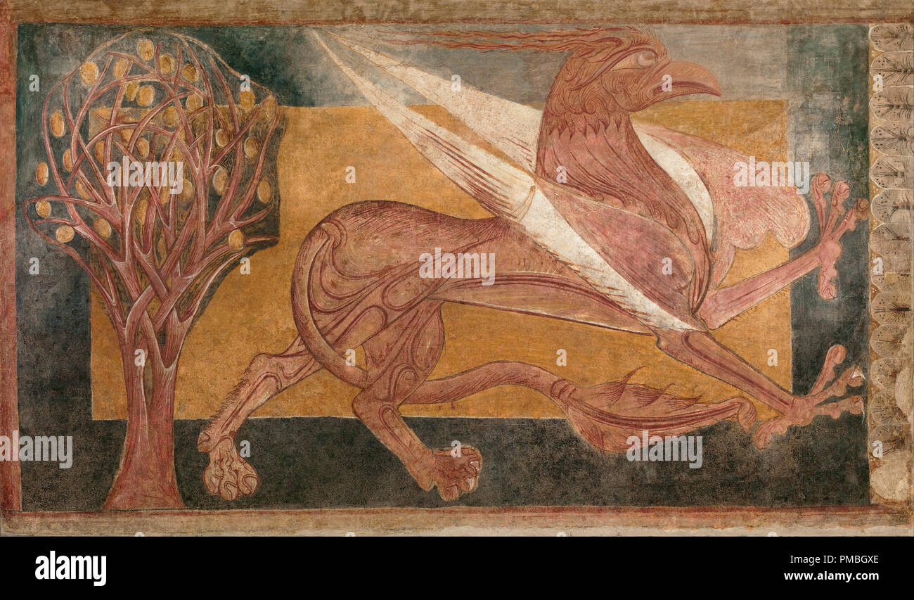 Griffin von arlanza. Datum/Zeit: Ca. 1210. Wandmalerei. Fresko auf die Leinwand übertragen. Höhe: 1895 mm (74.60 in); Breite: 3,220 mm (5.36 ft). Autor: Unbekannt. Stockfoto