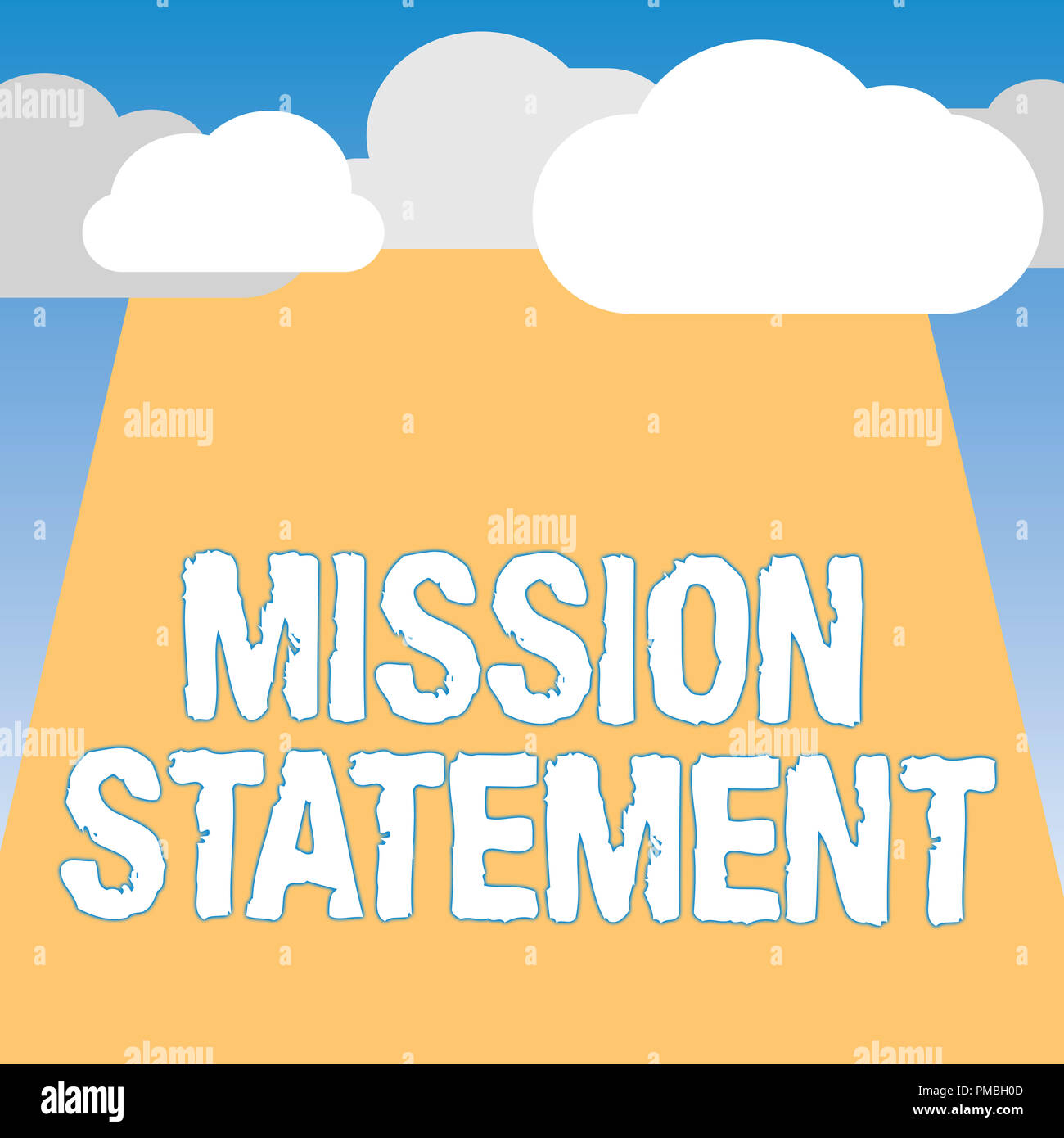 Wort schreiben Text Mission Statement. Business Konzept für formale Zusammenfassung der Ziele und Werte des Unternehmens. Stockfoto