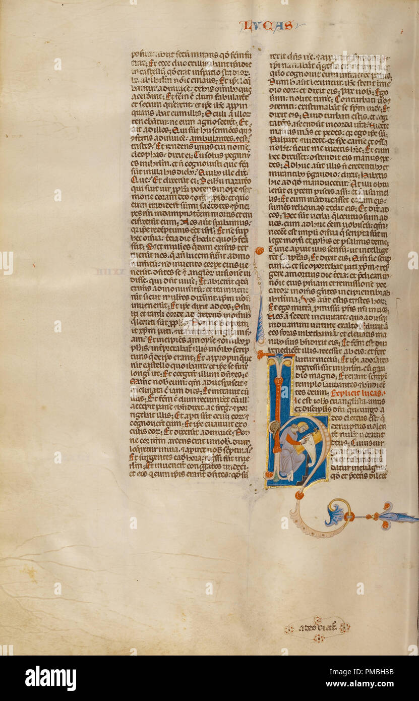 Erste H: Hl. Hieronymus. Datum/Zeit: Ca. 1280 - 1290. Folio. Tempera Farben, Blattgold, und Tusche auf Pergament. Höhe: 375 mm (14.76 in); Breite: 248 mm (9,76 in). Autor: Unbekannt. Stockfoto