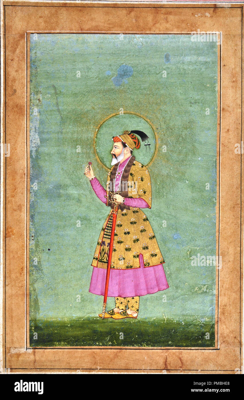 Mughal Kaiser Shahjahan. Datum/Zeitraum: 1660 - 1670. Malerei. Höhe: 250 mm (9,84 in); Breite: 160 mm (6.29 in). Autor: Unbekannt. Stockfoto