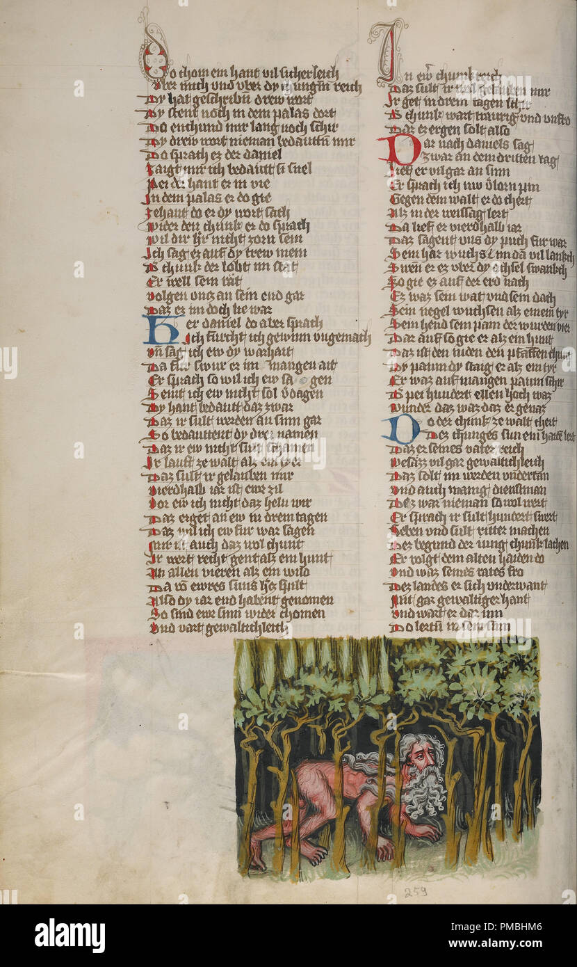 Und Nebukadnezar, der wie ein wildes Tier. Datum/Zeit: Ca. 1400 - 1410 zusätzlich in 1487. Folio. Tempera Farben, gold, silber Lack, und Tusche auf Pergament. Höhe: 335 mm (13.18 in); Breite: 235 mm (9,25 in). Autor: Unbekannt. Stockfoto