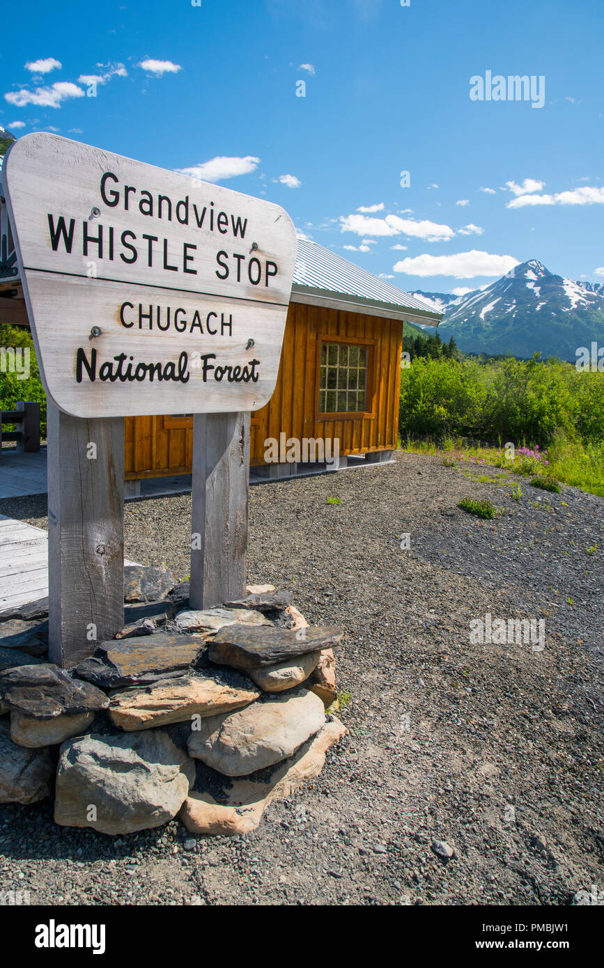 Alaska Railroad Glacier Discovery Zugfahrt, Chugach National Forest, Alaska. Stockfoto