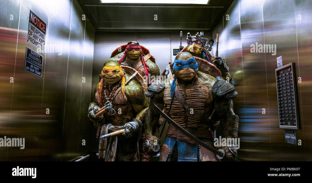 Nach Rechts Michelangelo Raffael Leonardo Donatello In Teenage Mutant Ninja Turtles Von Paramount Pictures Und Nickelodeon Movies Links Stockfotografie Alamy