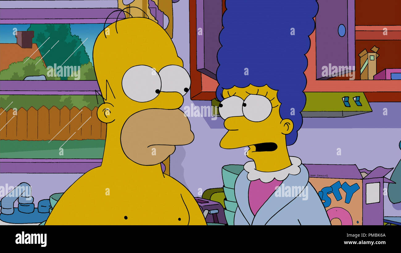 Die Simpsons: marges Plädoyers für Homer besser auf seine Gesundheit stoßen auf taube Ohren zu nehmen Stockfoto