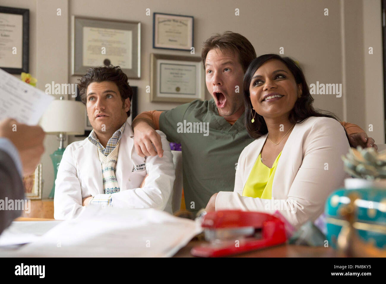 Adam Pally, Ike Barinholtz, Mindy Kaling Mindy, "das Projekt", Staffel 3 Stockfoto