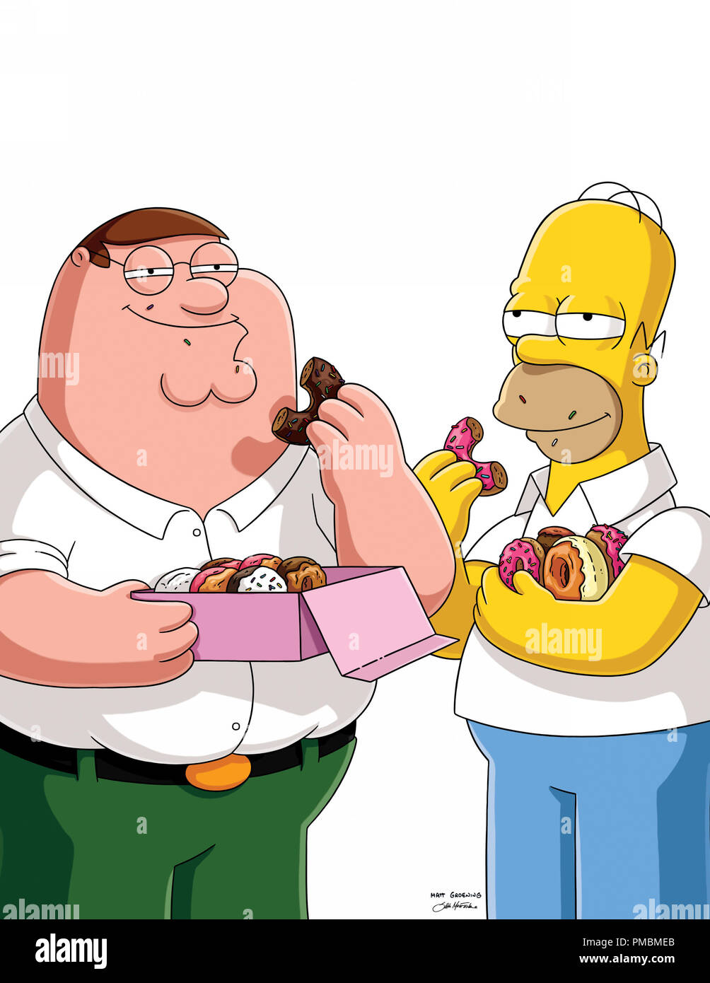 Peter Griffin, Homer Simpson, "Family Guy", Saison 12. Stockfoto