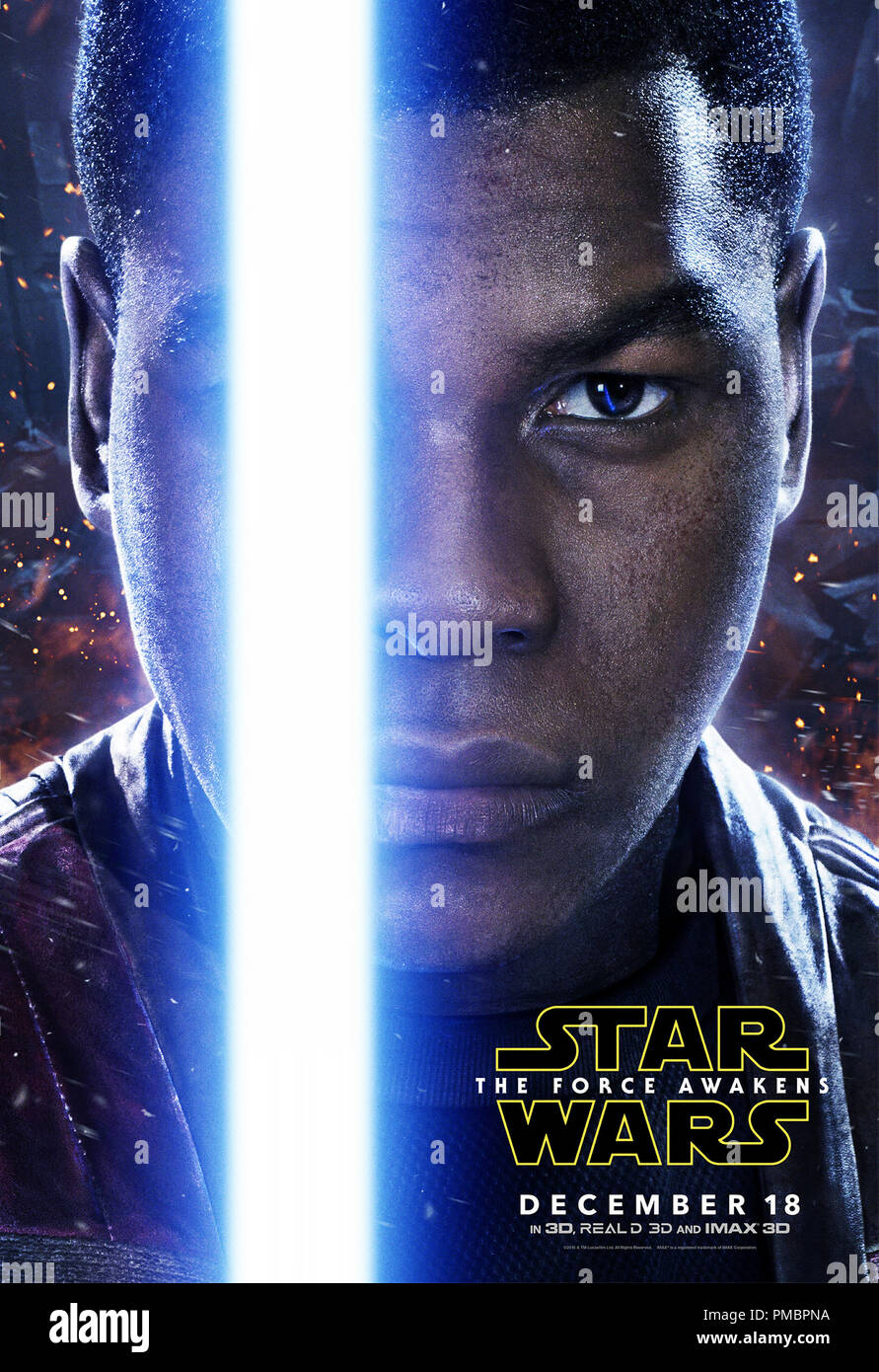 Star Wars: Episode VII - Die Kraft, weckt (2015) Finn Charakter Poster (Johannes Boyega) © 2015 Lucasfilm Stockfoto