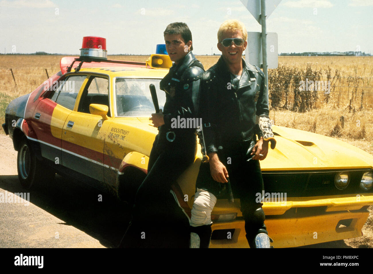 Mel Gibson, Steve Bisley, 'Mad Max' (1979) Amerikanische internationale Filme Datei Referenz # 33300 048 THA Stockfoto