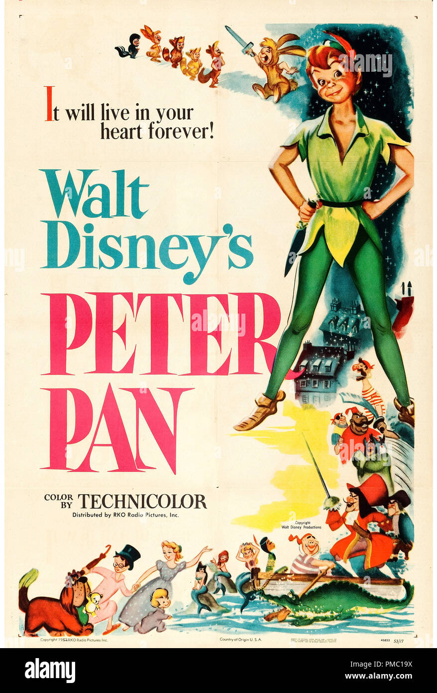Animationsfilm, Peter Pan (RKO/Disney, 1953). Poster Datei Referenz # 33595 287 THA Stockfoto