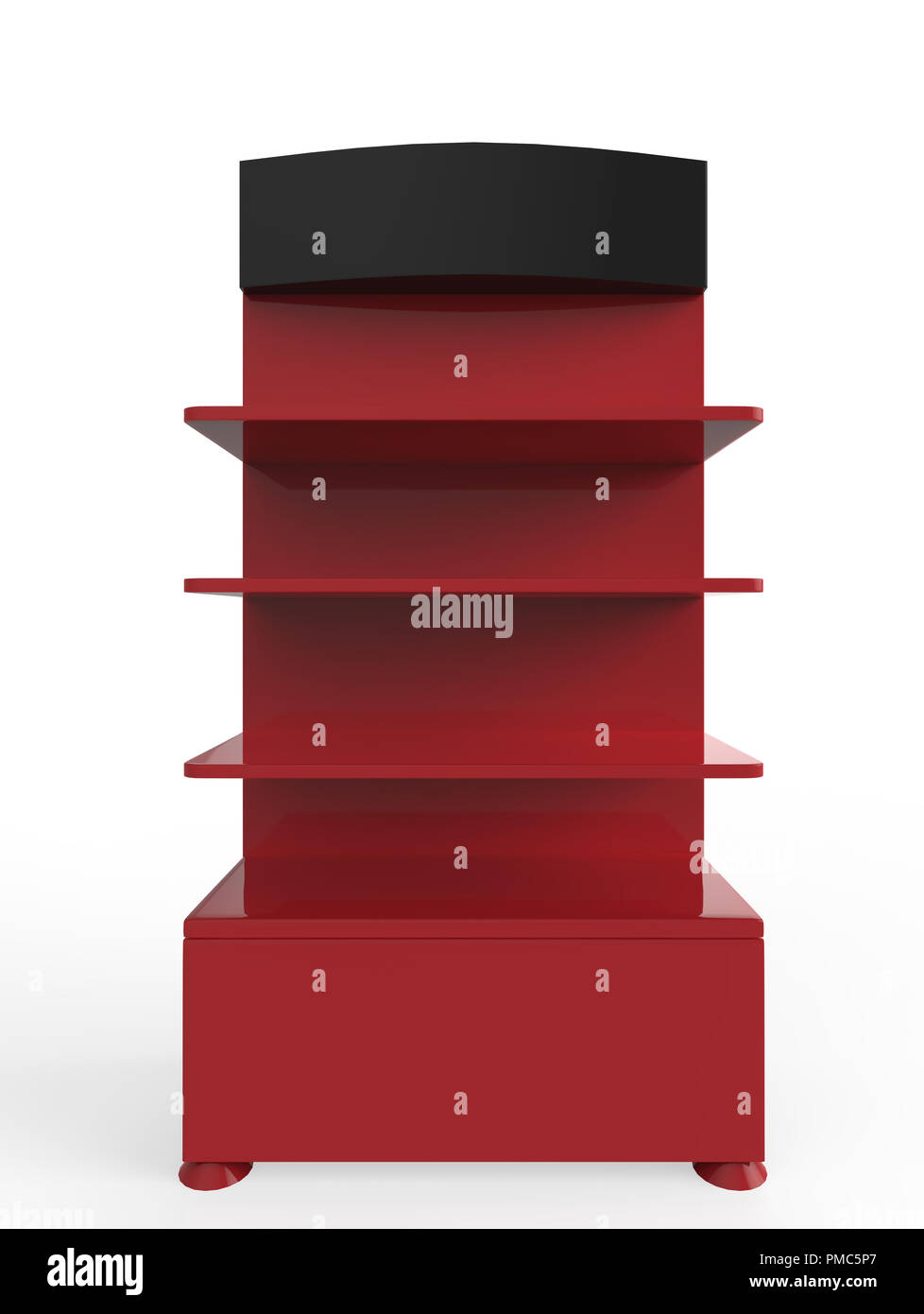 Telefon Zubehör Ständer, retail Display stand mit Haken für Produkt-, Anzeige steht auf weißem Hintergrund. 3D-Darstellung Stockfoto