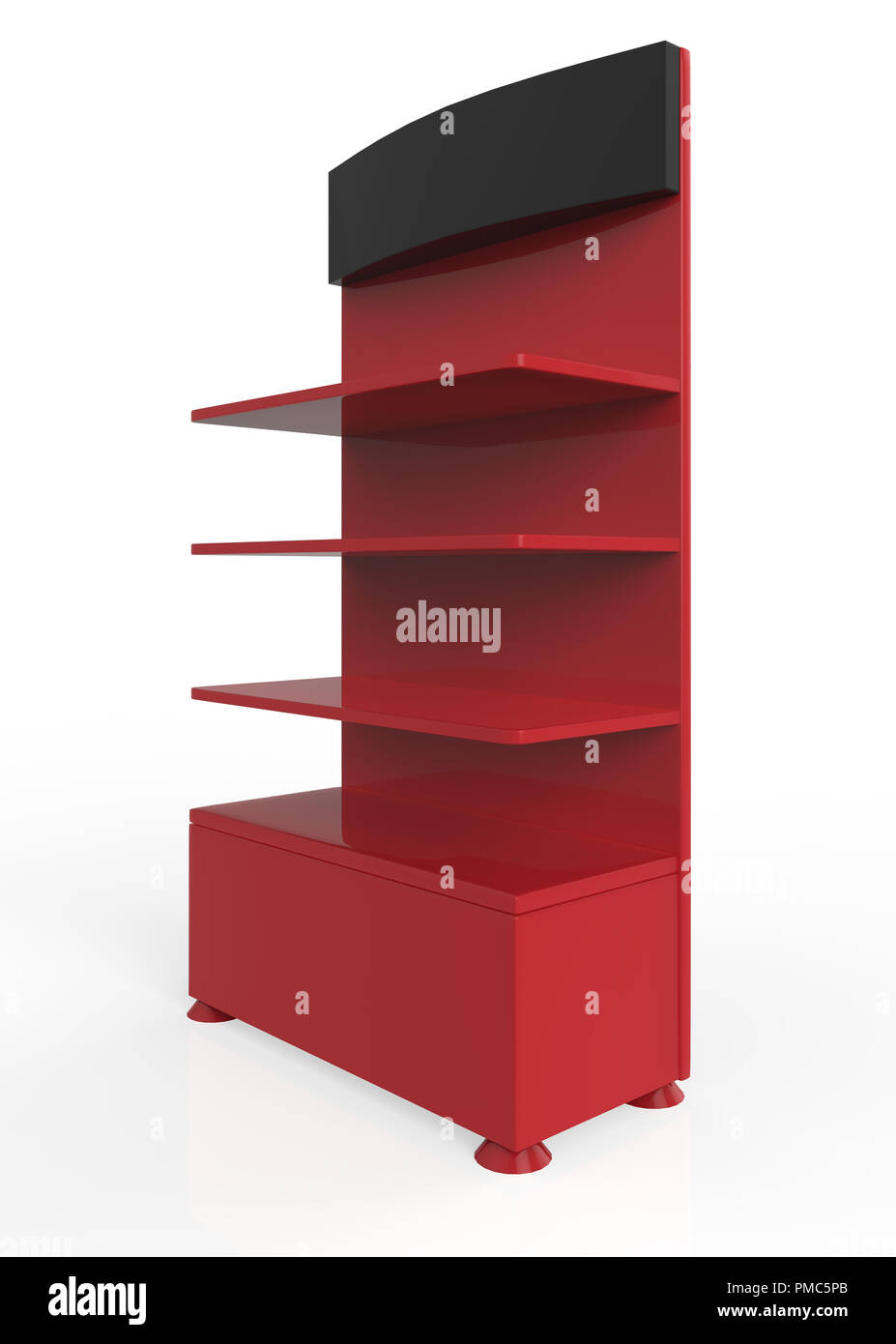 Telefon Zubehör Ständer, retail Display stand mit Haken für Produkt-, Anzeige steht auf weißem Hintergrund. 3D-Darstellung Stockfoto