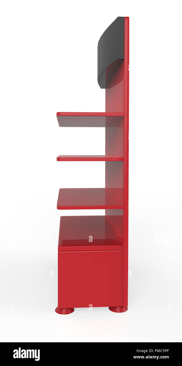 Telefon Zubehör Ständer, retail Display stand mit Haken für Produkt-, Anzeige steht auf weißem Hintergrund. 3D-Darstellung Stockfoto