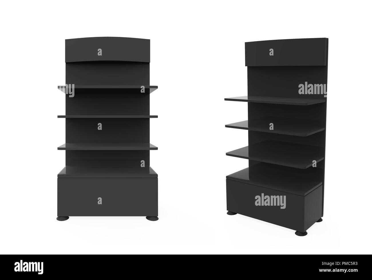 Telefon Zubehör Ständer, retail Display stand mit Haken für Produkt-, Anzeige steht auf weißem Hintergrund. 3D-Darstellung Stockfoto