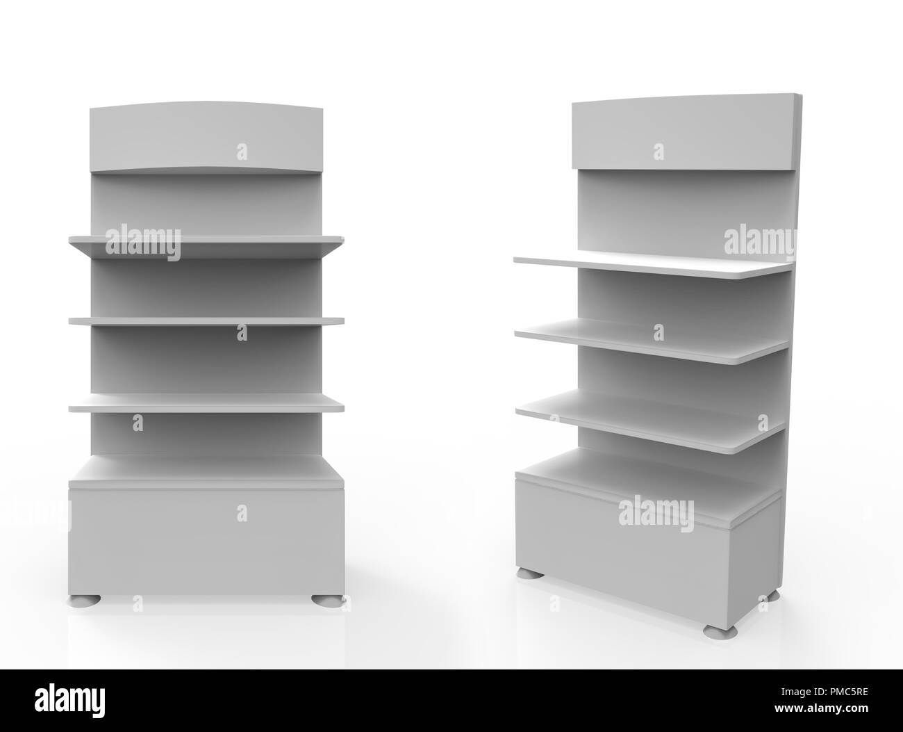 Telefon Zubehör Ständer, retail Display stand mit Haken für Produkt-, Anzeige steht auf weißem Hintergrund. 3D-Darstellung Stockfoto