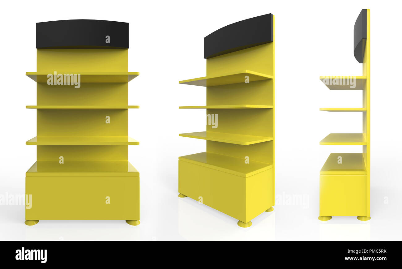 Telefon Zubehör Ständer, retail Display stand mit Haken für Produkt-, Anzeige steht auf weißem Hintergrund. 3D-Darstellung Stockfoto