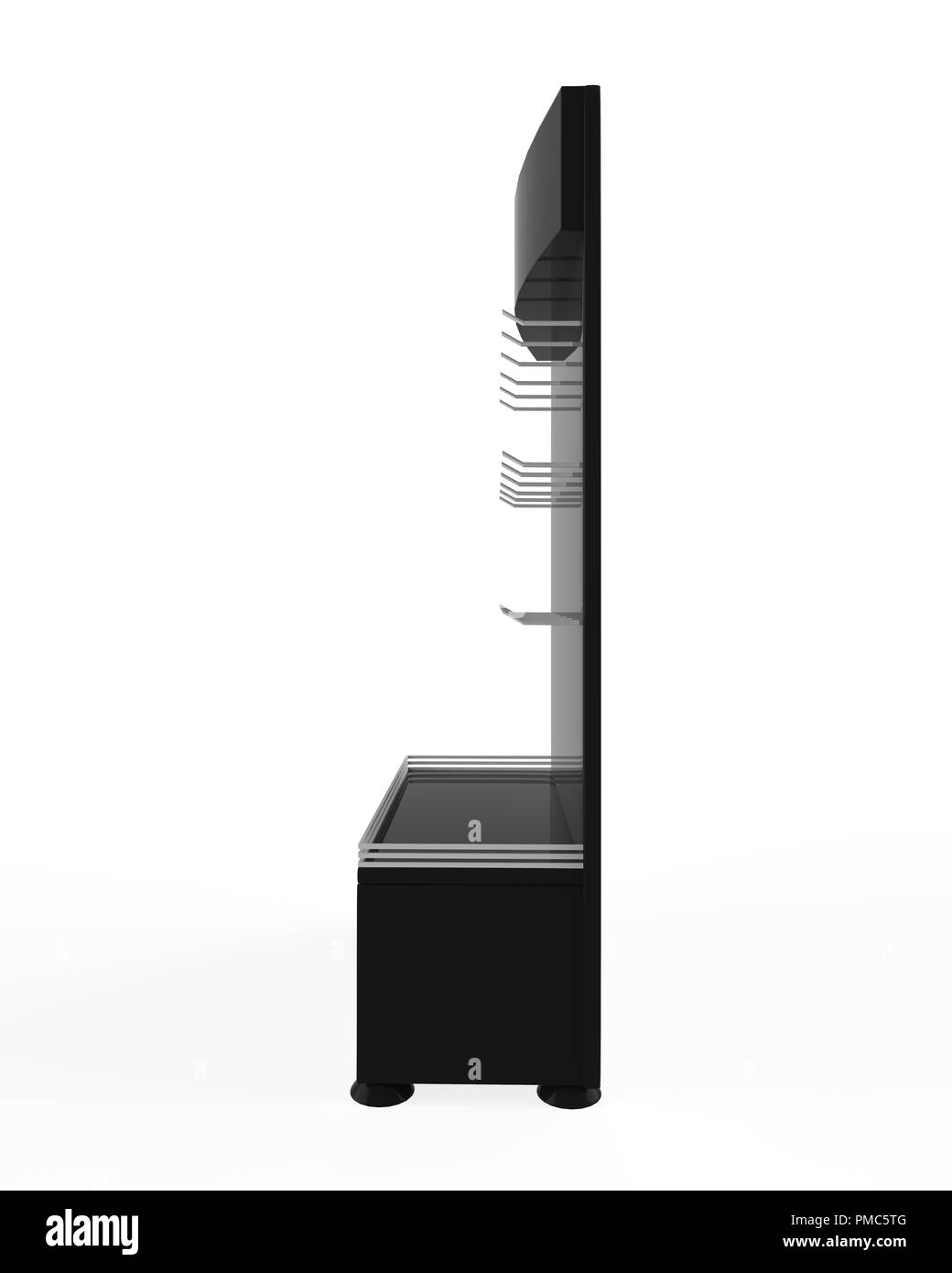 Telefon Zubehör Ständer, retail Display stand mit Haken für Produkt-, Anzeige steht auf weißem Hintergrund. 3D-Darstellung Stockfoto