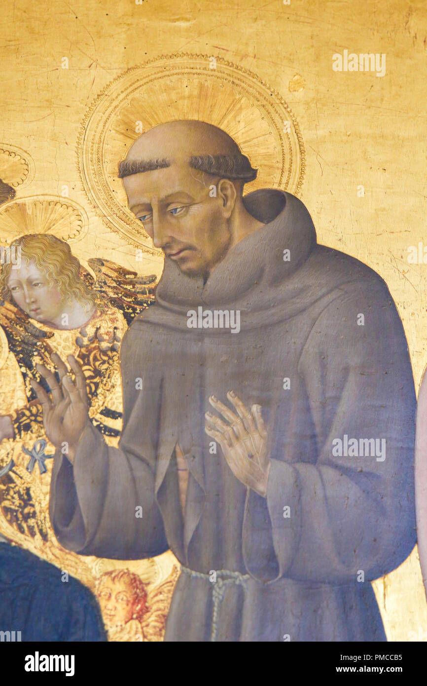 Malerei in der Kathedrale von Pienza, Italien, Darstellung der Hl. Franziskus Stockfoto