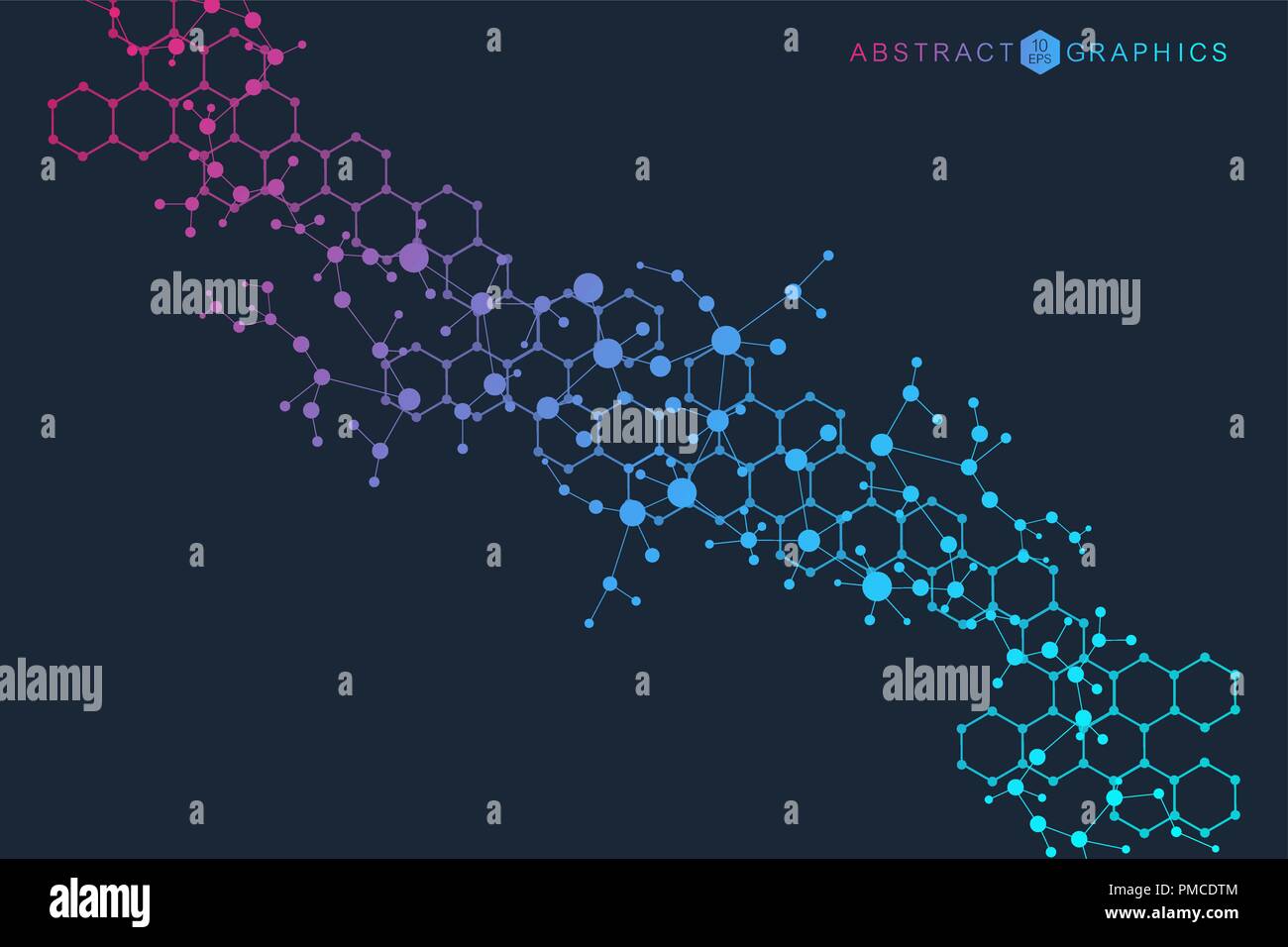 Struktur-Molekül und Kommunikation. DNA, Atom, Neuronen. Wissenschaftliches Konzept für Ihr Design. Verbundene Linien mit Punkten. Medizin, Technik, Chemie, Wissenschaft Hintergrund. Vektor-Illustration. Stock Vektor