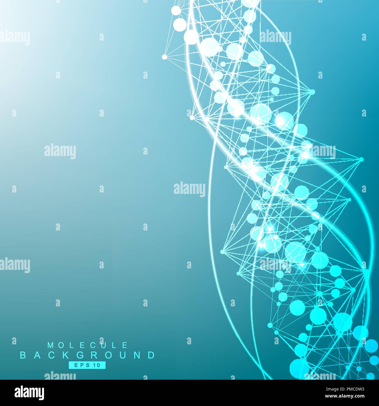 Struktur-Molekül und Kommunikation. DNA, Atom, Neuronen. Wissenschaftliches Konzept für Ihr Design. Verbundene Linien mit Punkten. Medizin, Technik, Chemie, Wissenschaft Hintergrund. Vektor-Illustration. Stock Vektor