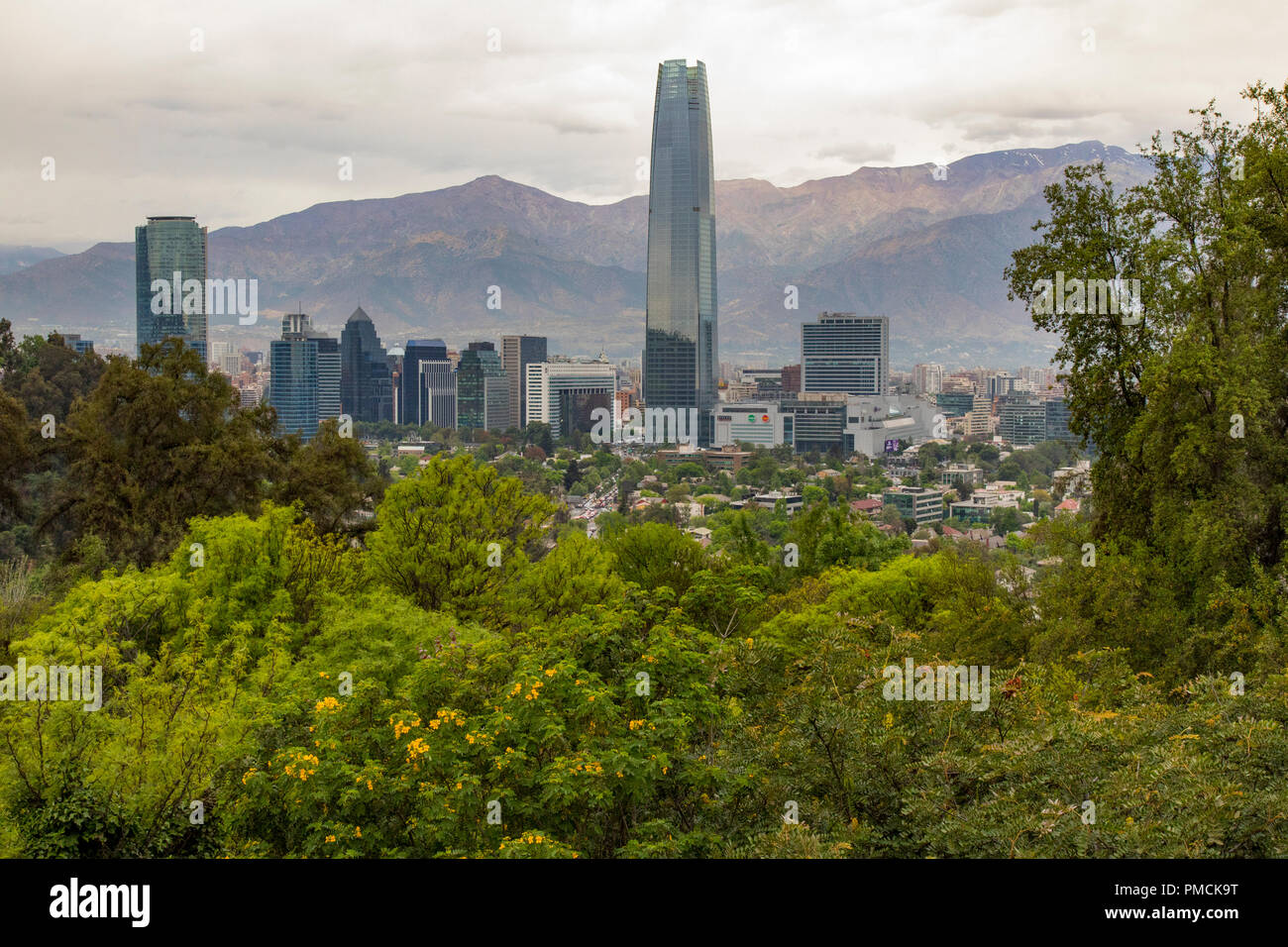 Blick von San Cristobal Hil, Santiago, Chile Stockfoto