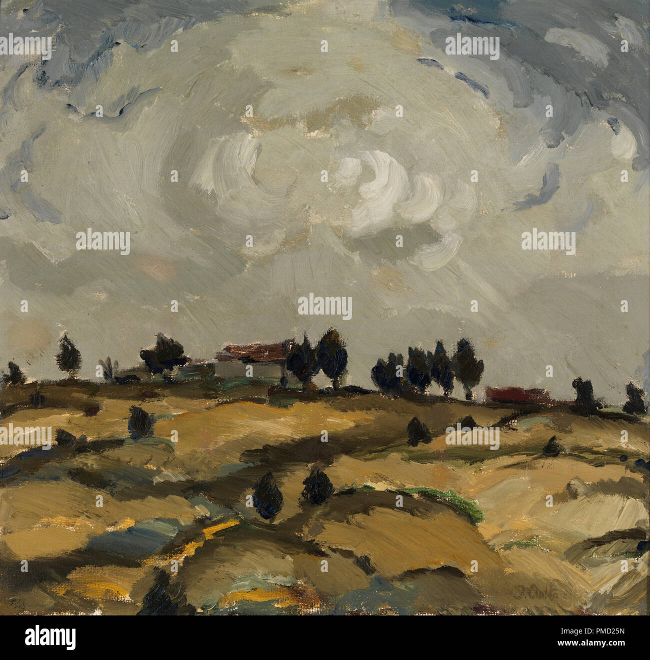 Herbst Landschaft mit Wolken. Datum/Zeitraum: 1917. Öl Malerei. Öl auf Leinwand. Autor: Aalto, Ilmari. Stockfoto